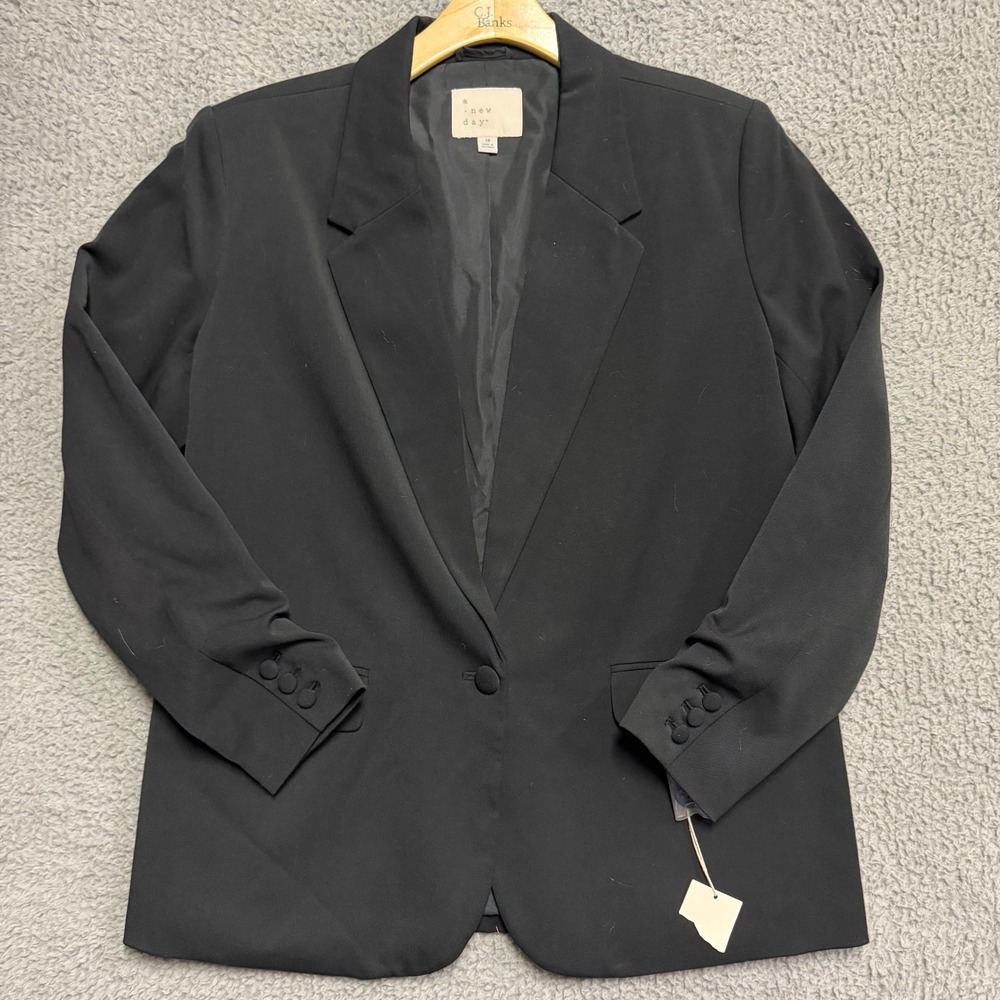 A New Day Women's Black Single Button Blazer Jacket Size 18 Career Office